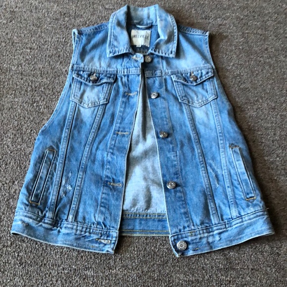 Medium Melville light Blue Button Jean Vest - Picture 1 of 8